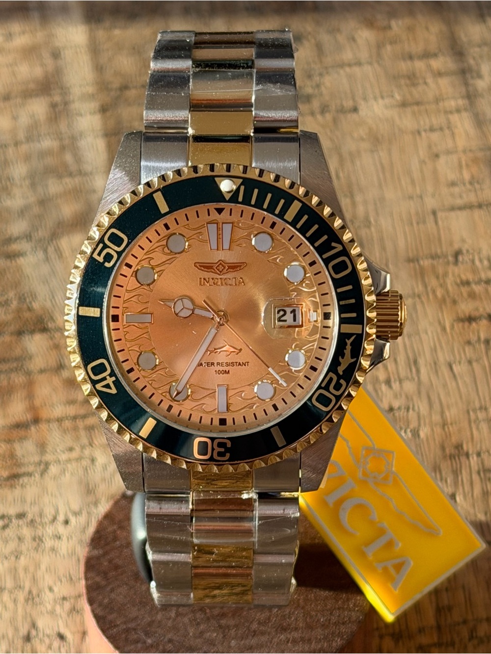 NEW Invicta Pro Diver Currentwave Two-Tone Gold Dial Stainless Steel Watch 43mm